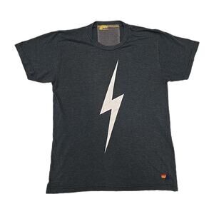 Aviator Nation Bolt Tee Heathered Gray Tri-Blend Unisex Made In USA Size Large